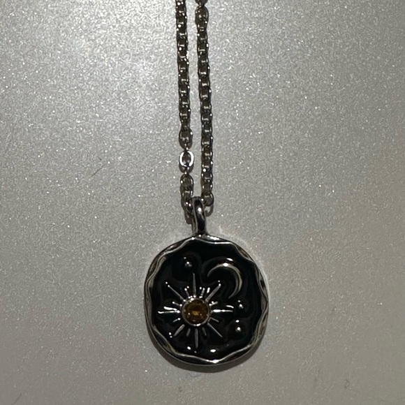 Sun 🌞 Moon 🌚 Silver Pendant Necklace with Gold Accent - Picture 2 of 2